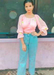 Blush Pink Polka Dot Tie-Up Crop Top