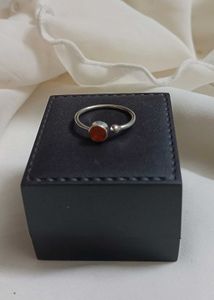 Pure Silver Carnelian Ring