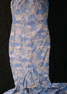 Corded Lace Fishtail High Neck Dress