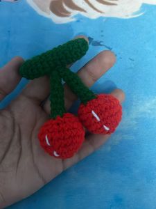 Crochet Cherry With Keychain