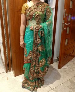 🔥☘️Women Embroidered Partywear Saree☘️🔥