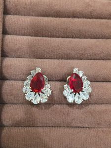 Zircon Red Ruby Studs