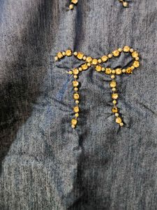 Denim Bow Pearl Shirt