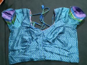 Blue Sari with Paisley Blouse