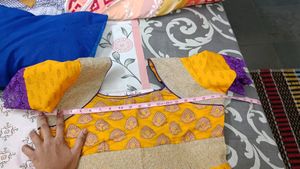 Yellow Nd Purple Combination Dress