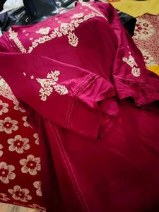 Embroidered Maroon Kurta