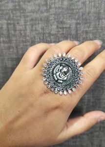 Silver Oxidized Ganesha Ring