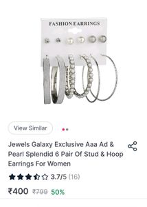 Original Jewel Galaxy Exclusive Pearl Splendid 2 Pairs Of Hoop Earings For Women.😍