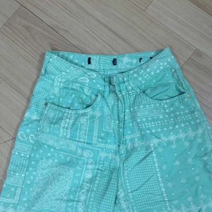 Mint Green Bandana Print Jeans.