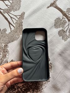 3D Black Heart Design Phone Case For Iphone 15