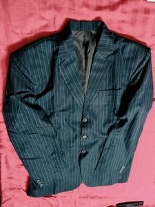 Men Blue Striped Blazer