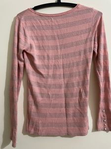 Pink Striped Long Sleeve Top