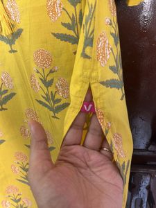 Varanga Yellow Printed Sequined Kurti