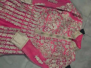 Pink &amp; Gold Embroidered Anarkali
