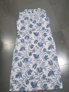 Blue Floral Sleeveless Dress