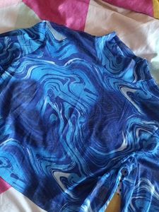 Blue Swirl Print Top