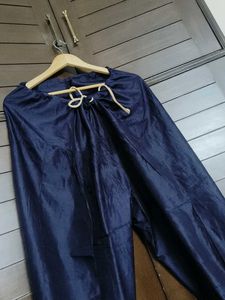 Navy Blue Solid Cotton Silk Salwar