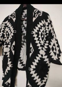 Tribal Print Open Front Cardigan
