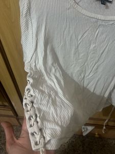 White Ribbed Crop Top- M