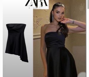 ZARA SATIN ASYMMETRICAL MINI DRESS