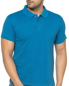 Men's Light Blue Micro-Print Polo Shirt