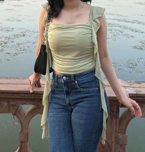 Sage Green Ruffle Top