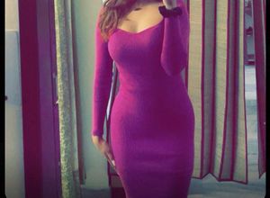 Pink Ribbed Nitted  Bodycon Dress
