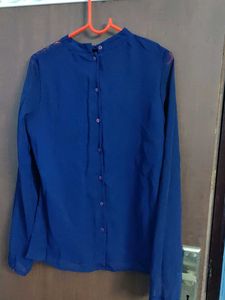 Blue Lace Detail Blouse
