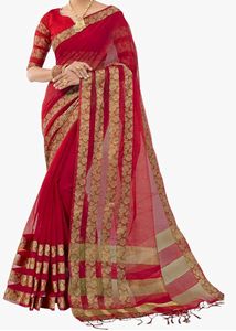 Women&#39;s Banarasi Cotton Silk Saree with Blouse