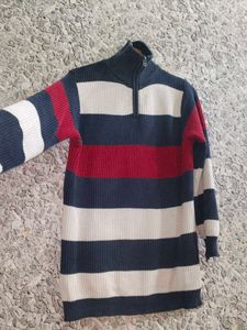 Striped 1/4 Zip Pullover Sweater