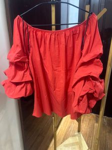 Zara Red Off-Shoulder Top