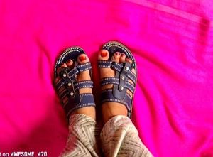 Blue Kolhapuri Chappals - Size 8