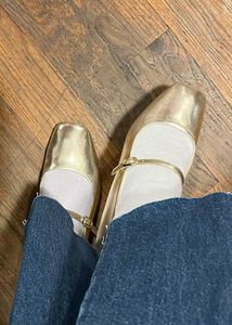 Gold Mary Janes Flat