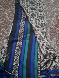 Silver With Black Floral Design Saree