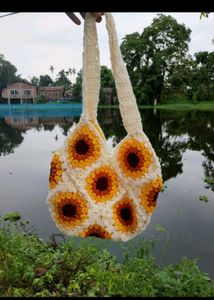 Sunflower Crochet Tote Bag