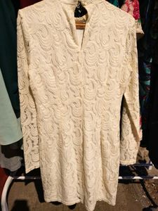 Elegant White Lace Bodycon Dress S-M