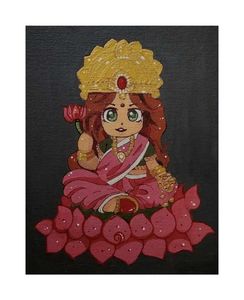 Canvas Painting Of Lakshmi mata on Lotus