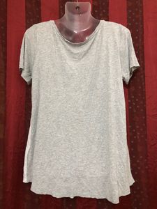 Pimkie Grey &amp; White Short Sleeve Top