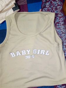Beige Logo Cropp Top
