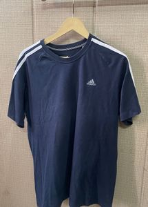 Adidas Navy 3-Stripe T-Shirt