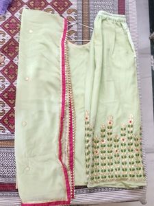 Ladies Shirt Sharara Set Fully Stiched.      Shirt Size-: Chest 44inch , Waist 52inch , Shirt Length 37inch           Sharrara Size-: Waist 52inch , Length 40inch , Hips 54-56inch