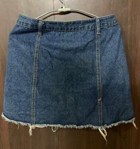 Button Denim Mini Skirt