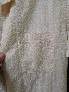 Cream Texture Camp Collar Shirt