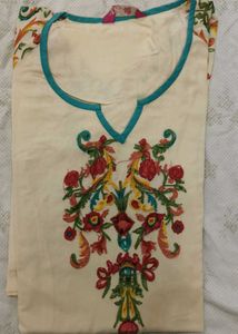Embroidered Cream Kurta XL size