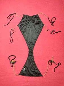Black Gold Chain Monokini | Backless Bodysuit&#34;