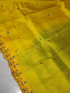 Yellow Embroidered Pure Silk Saree💛