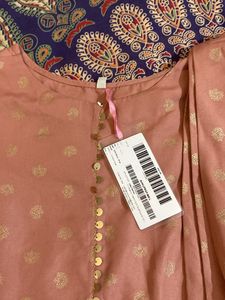 Ahalyaa Rose &amp; Golden Ethnic Motifs Printed Dress