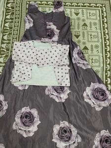 Floral Print Grey Dress