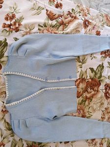 Blue Knit Crop Top