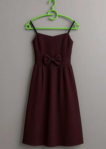 Chic Burgundy Bow Padded Dress 💜🎀